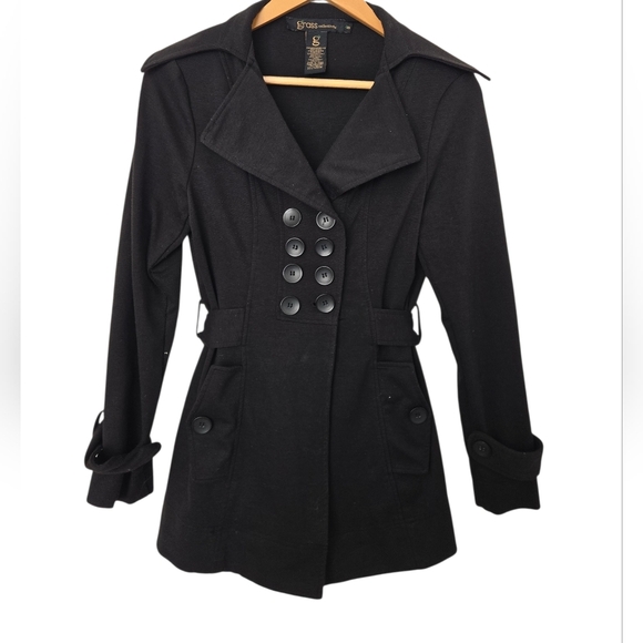 grass collection Jackets & Blazers - Grass Collection Black Double-Breasted Coat Size Small